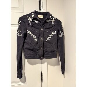 Denim & Supply Ralph Lauren Women's Black Western Embroidered Cropped Jacket XS